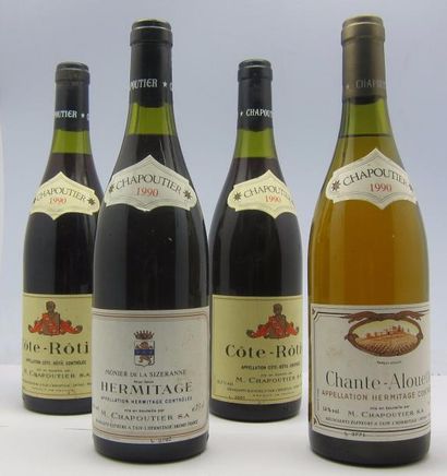 null - 2 bouteilles, l'une Chante-Alouette Hermitage 1990 (Blanc), l'autre Chapoutier...