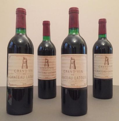 null 4 bouteilles Château Latour, 1er Grand Cru classé, Domaine Pauillac, 1978, étiquettes...