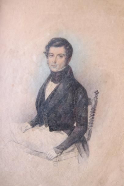 null "Portrait romantique d'un jeune homme assis sur une chaise" 

crayon de cou...