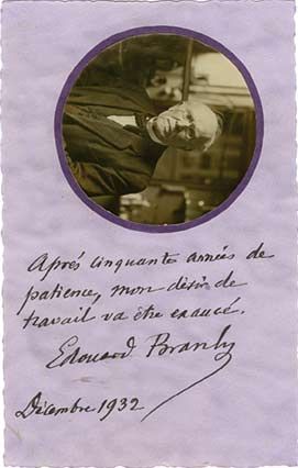 BRANLY Édouard [Amiens, 1844 - Paris, 1940], physicien français Carte avec sa photographie...