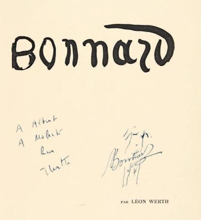 WERTH, Léon Bonnard. Paris, Crès, 1923. In-8, 35 pp., pl.
h. t., br., couv. rempliée...