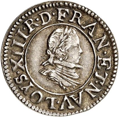 null LOUIS XIII (1610-1643). Essai en argent du denier tournois 1622 POITIERS (G)....