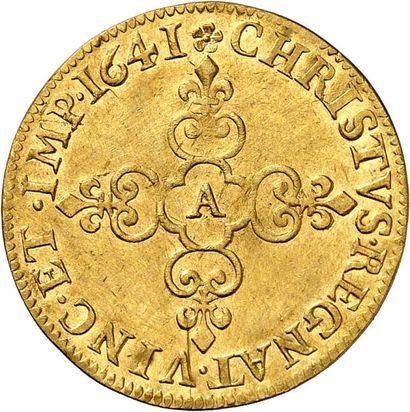 null LOUIS XIII (1610-1643). Écu d'or frappé au Moulin 1641 PARIS (A). 3,33 g.
A/...