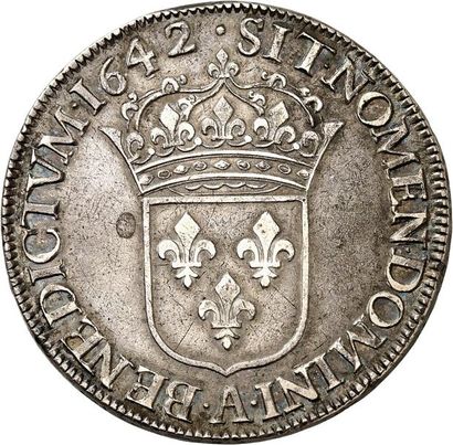 null LOUIS XIII (1610-1643). Louis d'argent de 60 sols 1642 PARIS (A). 27,38 g. 1er...