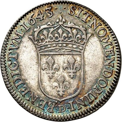 null LOUIS XIII (1610-1643). Louis d'argent de 15 sols 1643 LYON (D). 6,84 g. 2ème...