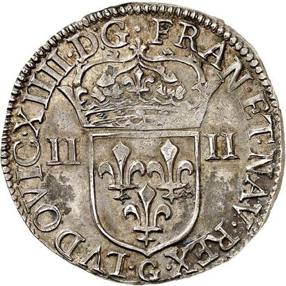 null LOUIS XIV (1643-1715). Quart d'écu au marteau 1644 POITIERS (G). 9,55 g. Titulature...