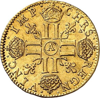 null LOUIS XIV (1643-1715). Louis d'or à la mèche longue 1651 PARIS (A). 6,75 g.
A/...