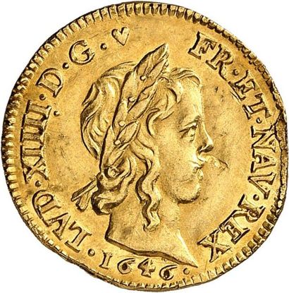 null LOUIS XIV (1643-1715). Demi-louis d'or à la mèche longue 1646 PARIS (A). 3,37...
