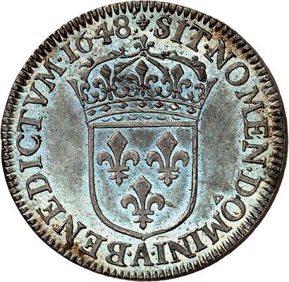 null LOUIS XIV (1643-1715). Quart d'écu à la mèche longue 1648 PARIS (A). 6,80 g.
A/...