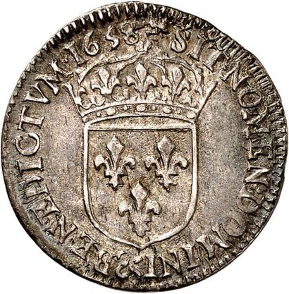 null LOUIS XIV (1643-1715). Douzième d'écu à la mèche longue 1656 AIX (&). 2,43 g.
A/...