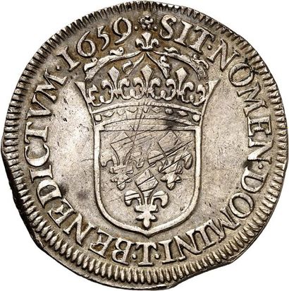null LOUIS XIV (1643-1715). Demi écu au buste juvénile 1659 NANTES (T). 13,56 g.
A/...