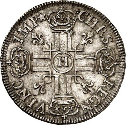 null LOUIS XIV (1643-1715). Demi écu aux 8 L du 1er type 1691 LA ROCHELLE (H). 13,42...