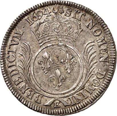 null LOUIS XIV (1643-1715). Écu aux palmes 1694 BORDEAUX (K). 27,08 g.
A/ LVD.XIIII.D.G...