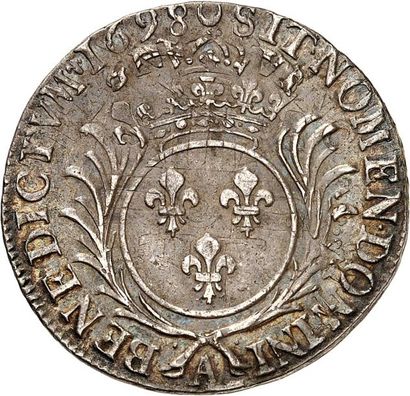 null LOUIS XIV (1643-1715). Quart d'écu aux palmes 1698 PARIS (A). 6,50 g.
A/ LVD.XIIII.D.G...