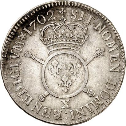 null LOUIS XIV (1643-1715). Demi-écu aux insignes 1702 AMIENS (X). 13,40 g.
A/ LVD.XIIII.D.G...