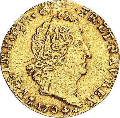 null LOUIS XIV (1643-1715). Louis d'or aux insignes 1704 NANTES (T). 6,63 g.
A/ LVD.XIIII.D.G...