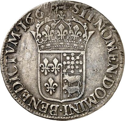 null Écu de France-Navarre-Béarn au buste juvénile 1667 PAU. 27,00 g.
A/ LVD.XIIII.D.G....