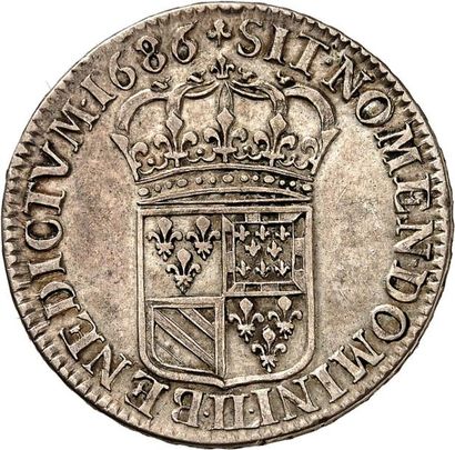 null Quart d'écu de Flandre 1686 LILLE (LL). 9,34 g.
A/ LVD.XIIII. (soleil) D. G....