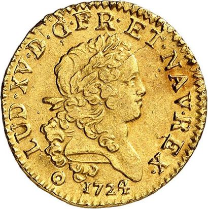 null LOUIS XV (1715-1774). Louis d'or dit “Mirliton” aux palmes longues 1724 BORDEAUX...
