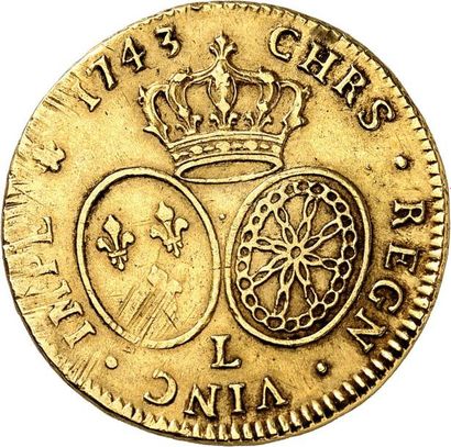 null LOUIS XV (1715-1774). Double louis d'or au bandeau 1743 BAYONNE (L). 16,29 g.
A/...