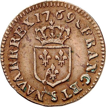 null LOUIS XV (1715-1774). Liard à la vieille tête 1769 REIMS (S). 3,34 g.
A/ LUDOV....