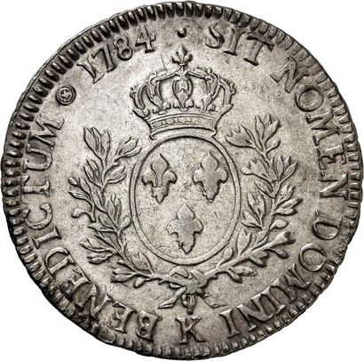 null LOUIS XVI (1774-1792). Écu aux rameaux d'olivier 1784 BORDEAUX (K). 29,46 g.
Même...