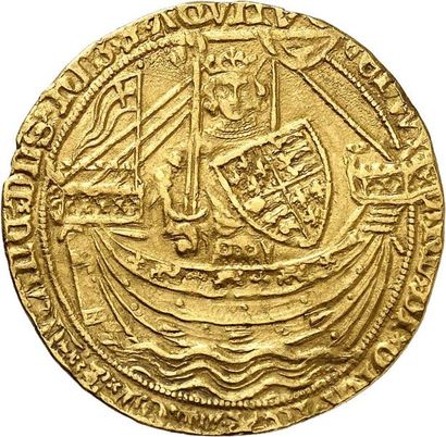 null ÉDOUARD III (1327-1377). Noble d'or frappé à CALAIS après la période du traité...