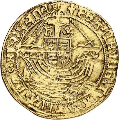 null HENRI VIII (1509-1547). Ange d'or frappé à LONDRES (lys initial) en 1544-1547...