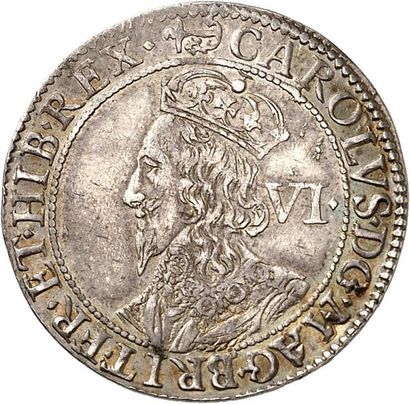 null CHARLES Ier (1625-1649). Sixpence en argent frappé en 1638-1639 à l'atelier...