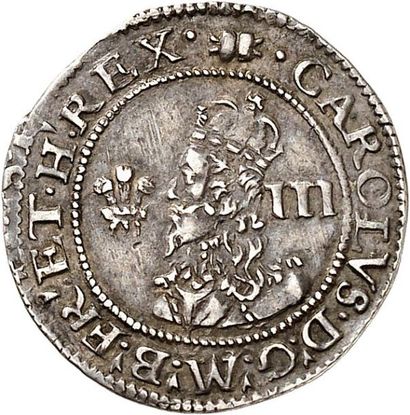 null CHARLES Ier (1625-1649). Threepence en argent frappé en 1638-1642 à ABERYSWYTH...