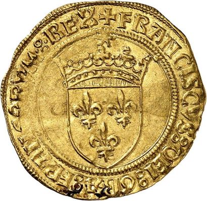 null FRANÇOIS Ier (1515-1547). Écu d'or au soleil du 2ème type frappé à MONTPELLIER...