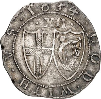 null COMMONWEALTH (1649-1660). Shilling en argent 1654 (soleil à l'avers). 5,81 g....