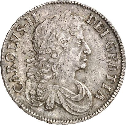null CHARLES II (1660-1685). Couronne en argent 1676. 3ème buste. 30,00 g. Son buste...