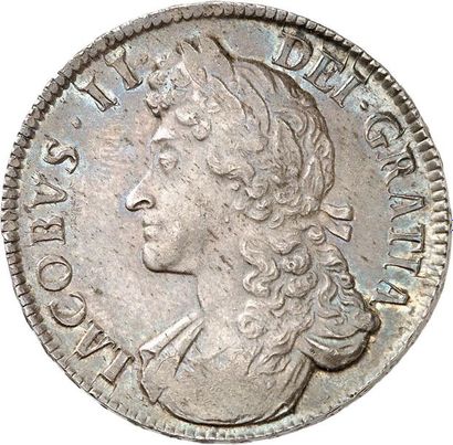 null JAMES II (1685-1688). Couronne en argent 1687. 2ème buste. 29,78 g. Son buste...