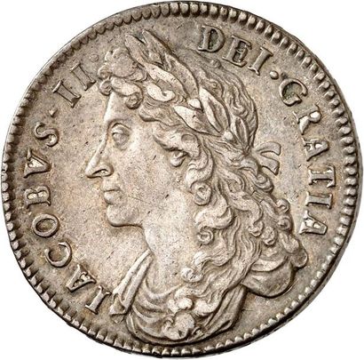 null JAMES II (1685-1688). Demi couronne en argent 1686. 1er buste. 14,63 g. Son...