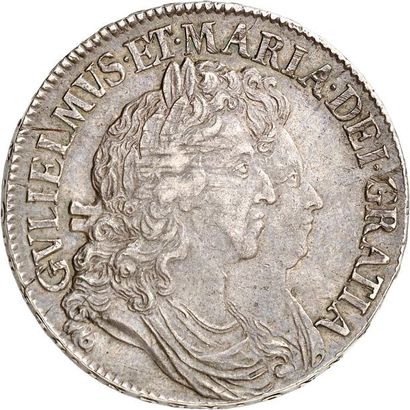 null WILLIAM et MARY (1688-1694). Couronne en argent 1691. TERTIO sur la tranche....