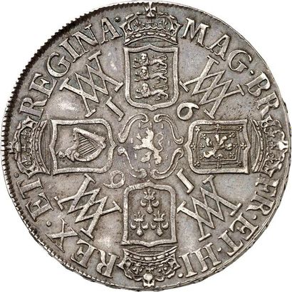 null WILLIAM et MARY (1688-1694). Couronne en argent 1691. TERTIO sur la tranche....