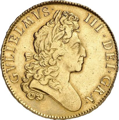null WILLIAM III (1694-1702). Cinq Guinées en or 1700. 1er buste. 41,57 g. Sa tête...