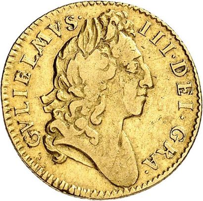 null WILLIAM III (1694-1702). Demi Guinée en or 1701. 4,08 g. Sa tête laurée à droite.
R/...