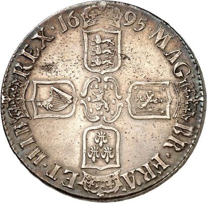 null WILLIAM III (1694-1702). Couronne en argent 1695. 1er buste. OCTAVO sur la tranche....
