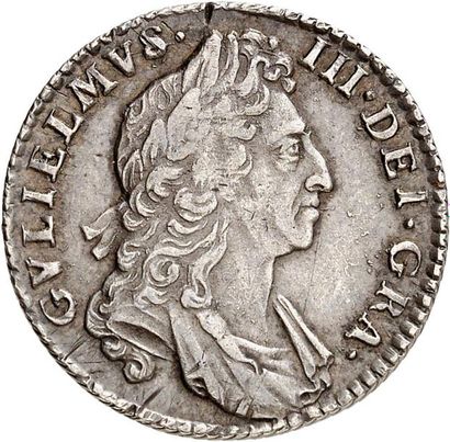 null WILLIAM III (1694-1702). Shilling en argent 1697. 1er buste. 5,95 g. Son buste...