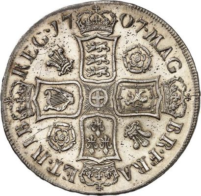 null ANNE (1702-1714). Couronne d'argent frappé en 1707 avant l'union avec l'Écosse....