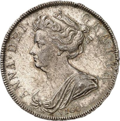 null ANNE (1702-1714). Demi couronne en argent 1703. TERTIO sur la tranche. 14,87...