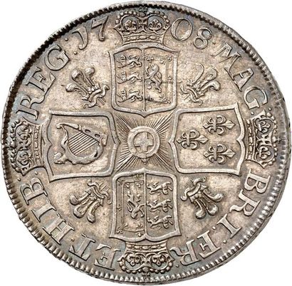 null ANNE (1702-1714). Couronne d'argent frappé en 1708 après l'union avec l'Écosse....