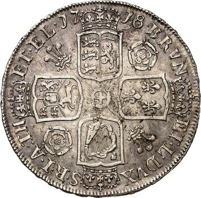 null GEORGE Ier (1714-1727). Couronne en argent 1718 sur 6. QUINTO sur tranche. 30,05...