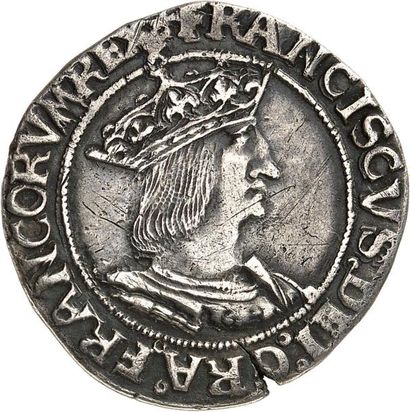 null FRANÇOIS Ier (1515-1547). Teston d'argent du 13ème type frappé à LYON (point...