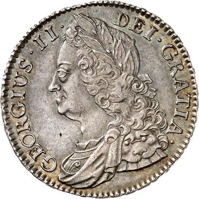 null °GEORGE II (1727-1760). Demi couronne en argent 1745. DECIMO NONO sur tranche....