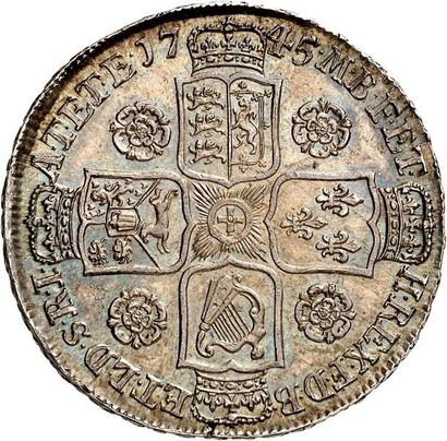 null °GEORGE II (1727-1760). Demi couronne en argent 1745. DECIMO NONO sur tranche....