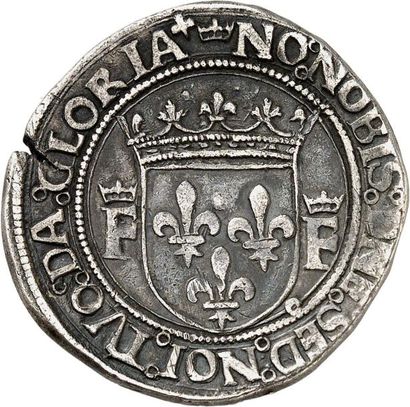 null FRANÇOIS Ier (1515-1547). Teston d'argent du 13ème type frappé à LYON (point...