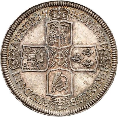 null °GEORGE II (1727-1760). Demi couronne en argent 1746. VICESIMO sur tranche....